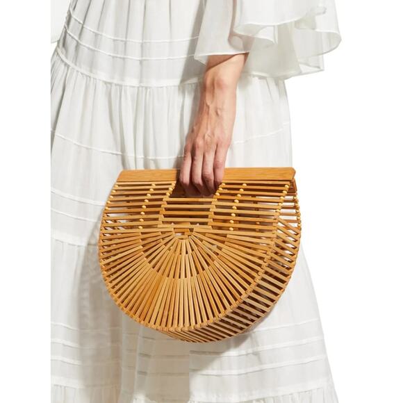 GAIA Handbags - CULT GAIA Gaias Ark Bamboo Purse Clutch Boho Top Handle Crescent Bag